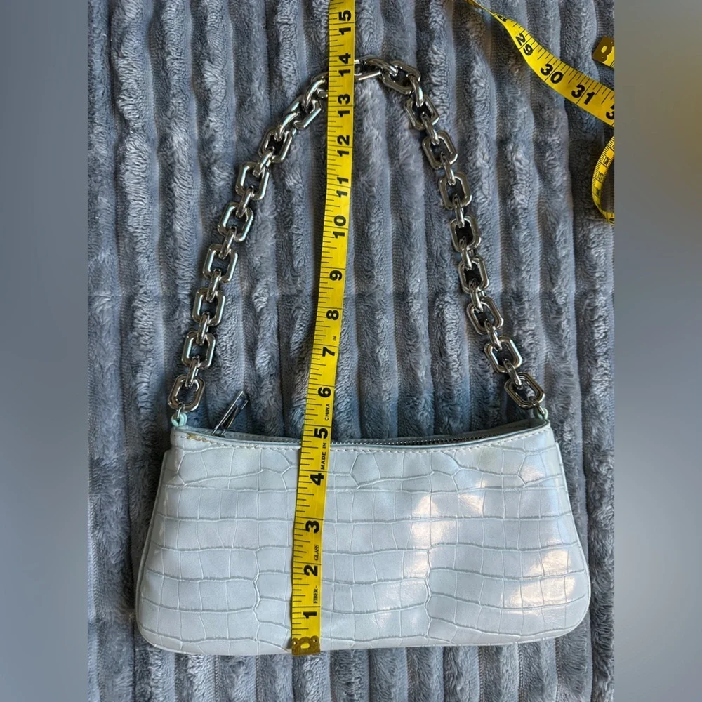 Zara Grey Croc pattern Silver Chain Shoulder Hand Bag